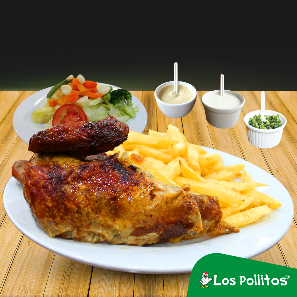 1/4 Pollo a la Brasa + Ensalada + Papas Fritas