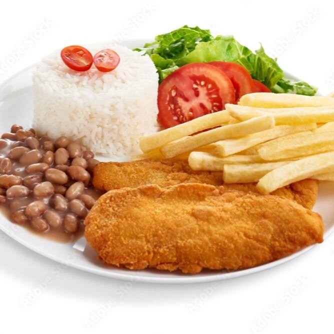 Arroz , feijão , macarrão,farofa,salada, maionese ou batata frita .