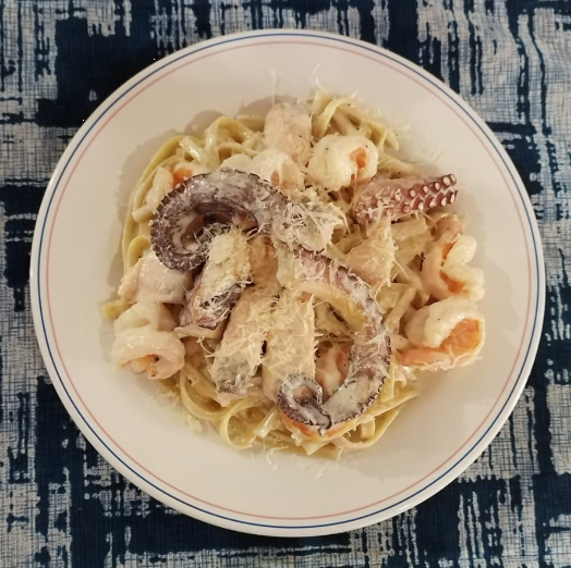 Pasta en Salsa de Crema con Camarón