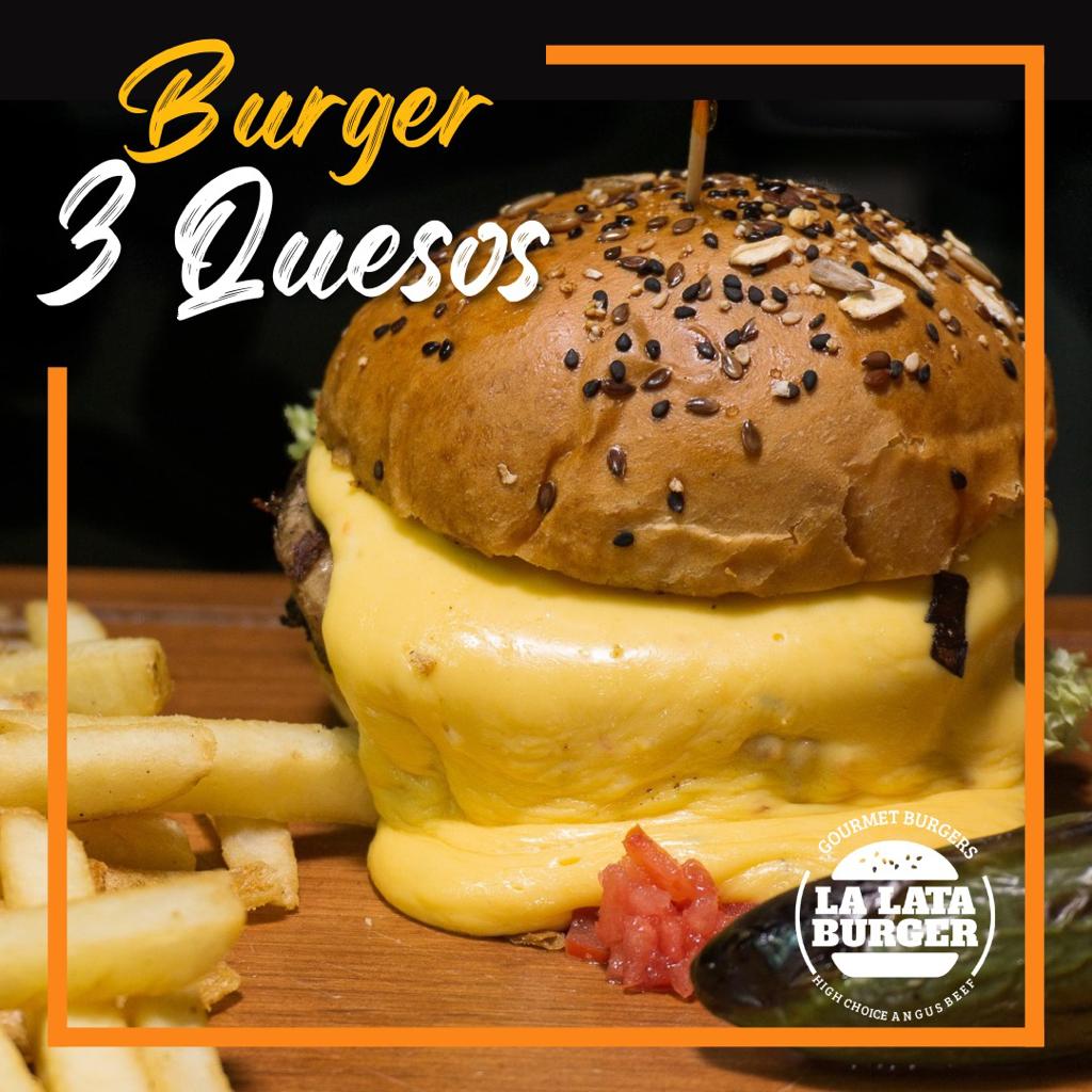 Hamburguesa 3 Quesos + Papas