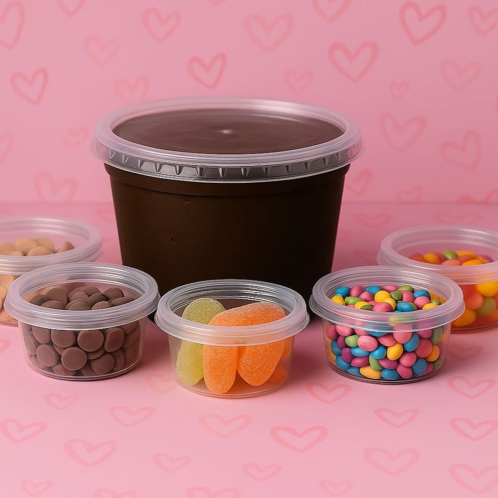 Nessa opção você tem seu pote de 1 litro e pode escolher a vontade os toppings que desejar que irão separados em potes de 75ml personalizando do seu jeito ! Obs.: 75ml é o volume (tamanho) do pote de topping medido em ml, não é o peso que é medido em gramas. O peso em gramas de cada topping varia muito de acordo com o produto escolhido.