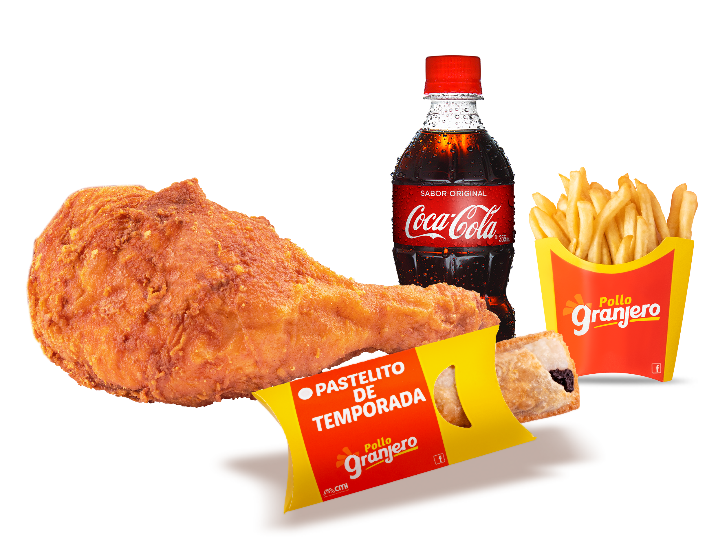 1 Pieza + 1 Papa + Pie de Chcolate + Bebida