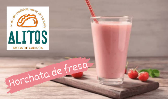 Agua de Horchata con Fresa Grande