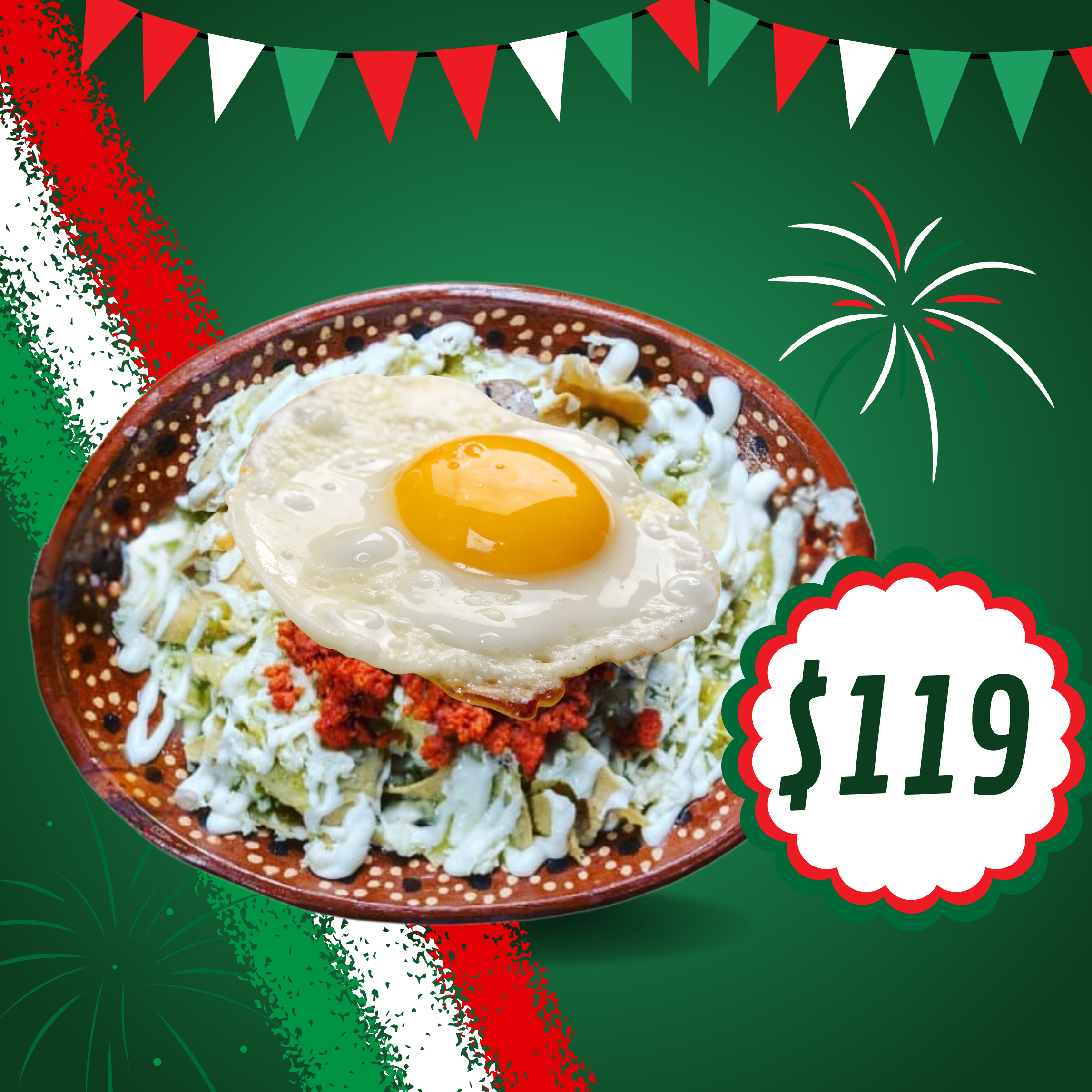 Chilaquiles Medianos Chorizo C/ 1 Huevo + Agua