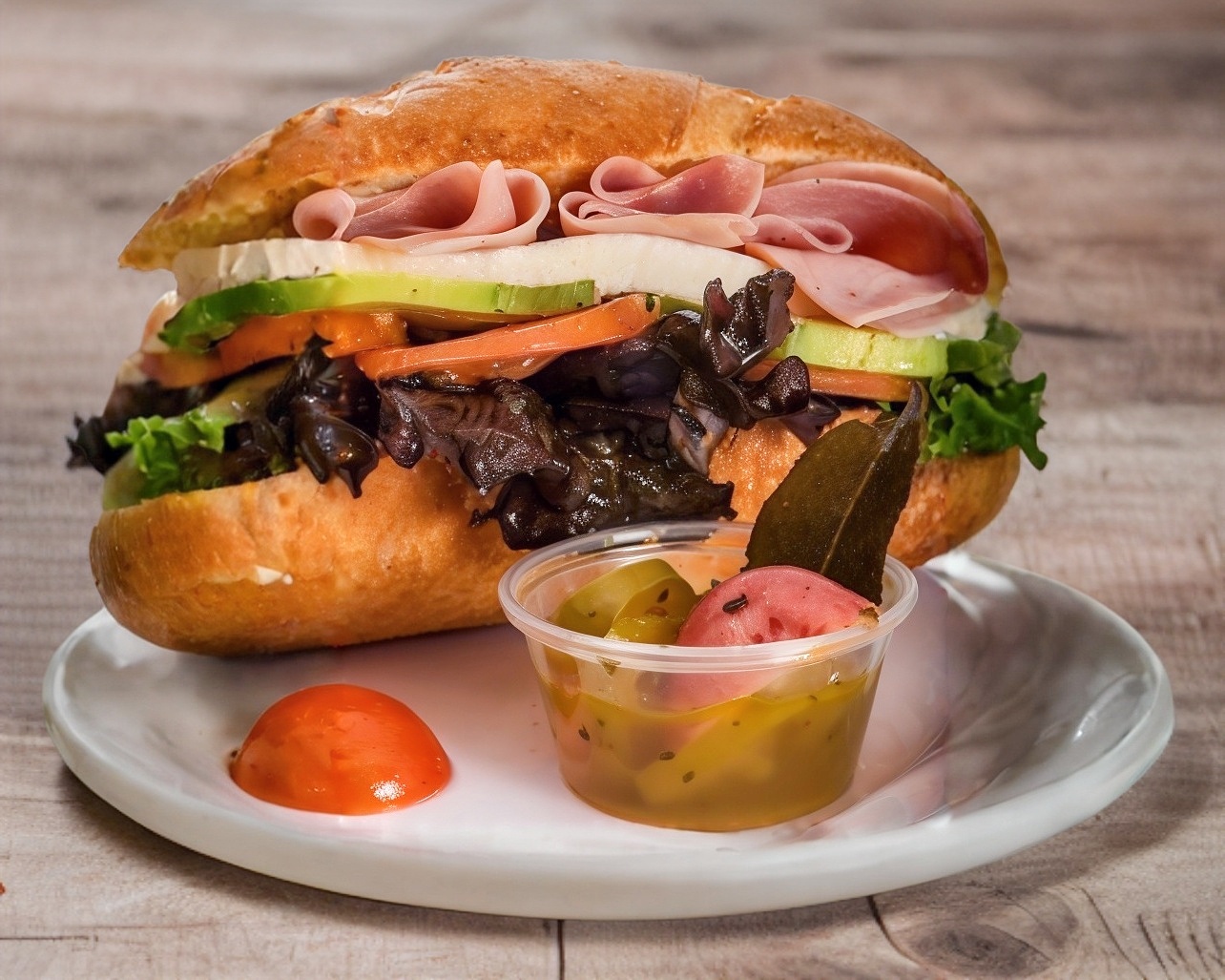 Chapata de Jamón (Incluye Jugo, Fruta, Café o Té)