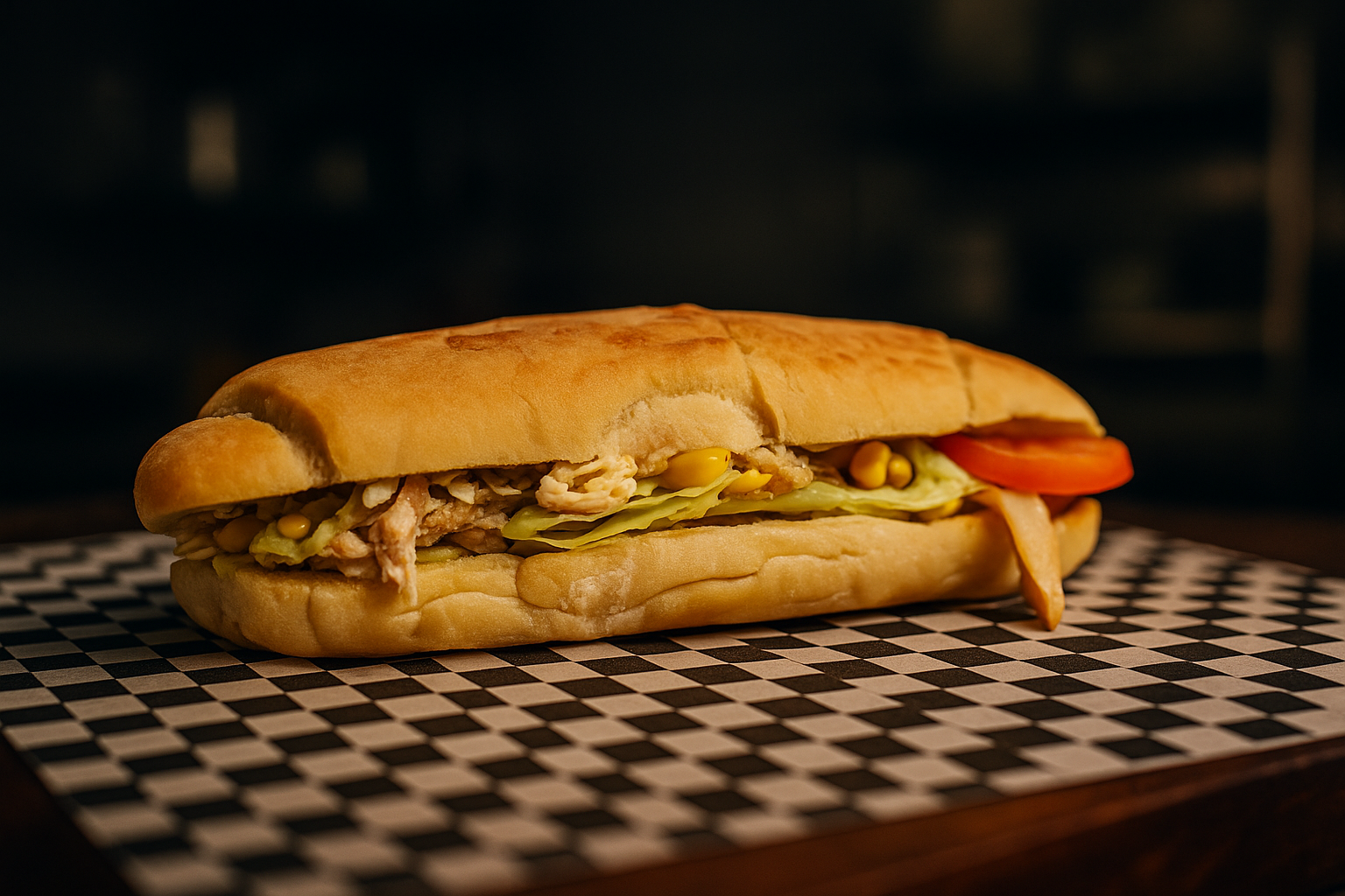 Sándwich Pollo Desmenuzado y Maíz