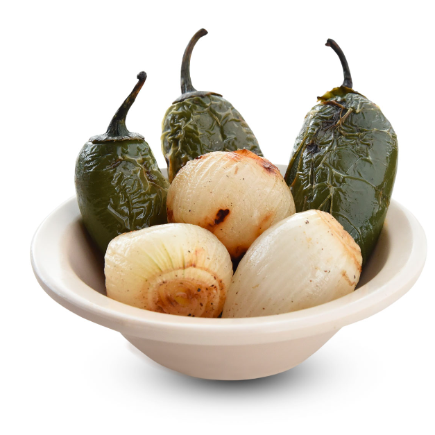 Cebollas y chiles asados