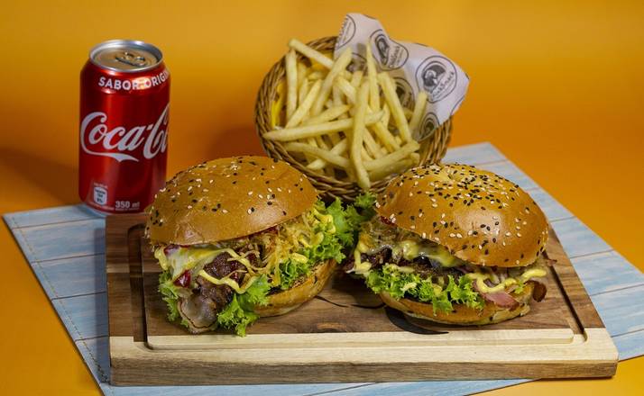 Combo 2 Hamburguesas Sencillas + 1 Papas + Bebidas