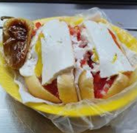 1-Hot-dog Sencillo C/tocino y Queso Fundido