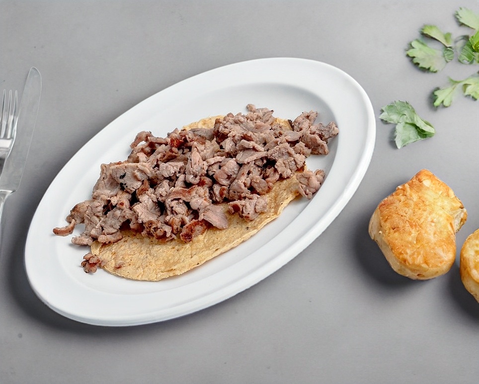 BISTEC CON QUESO (2) TACOS 180grs