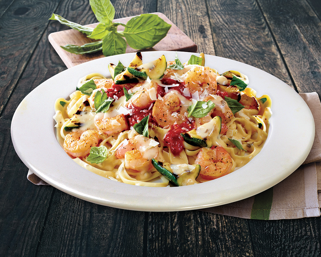 Fettuccine con Camarones Blackened