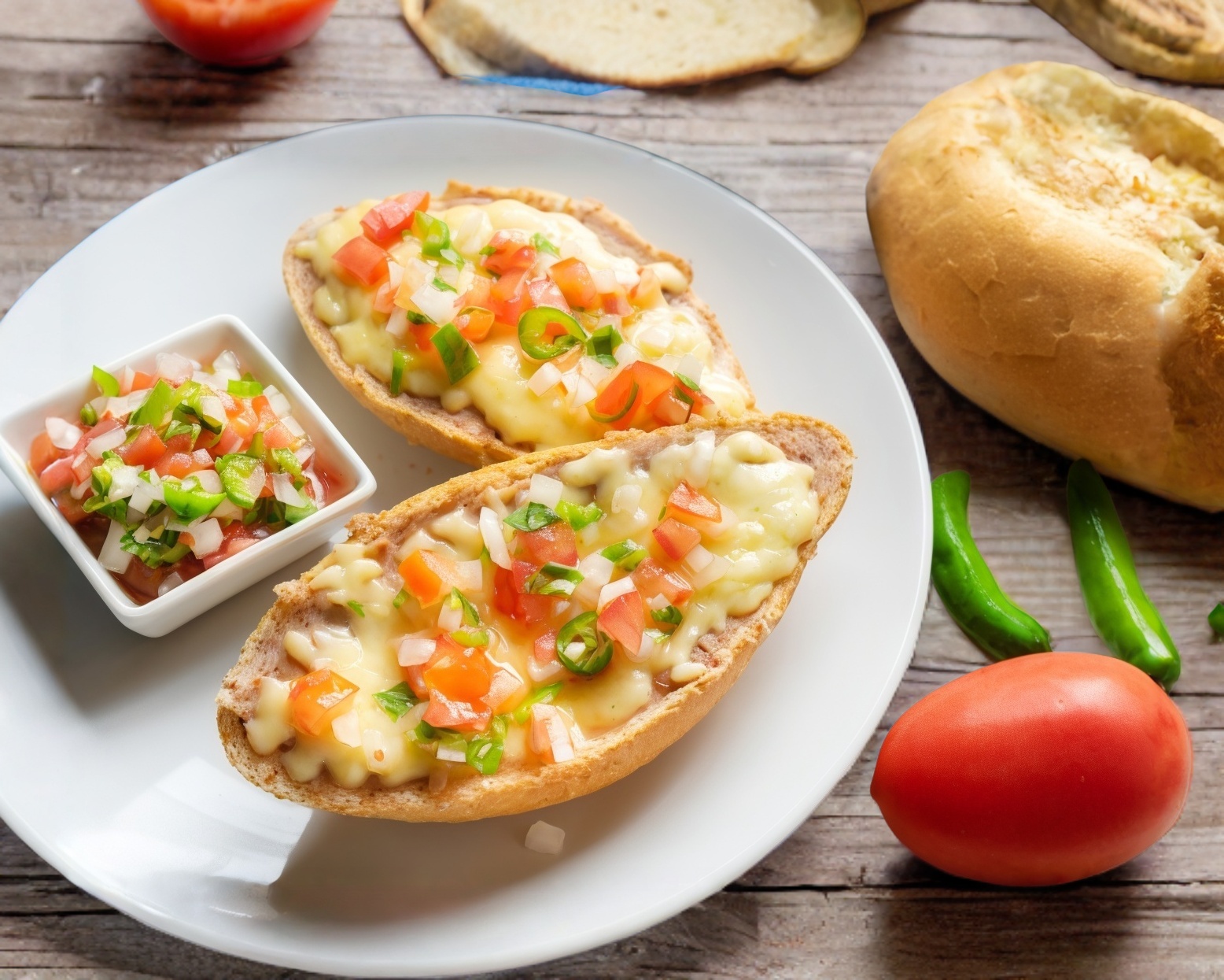 Molletes (Incluyen Jugo, fruta, café o té)