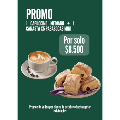 Combo Capuccino Mediano + 5 Pasabocas Mini