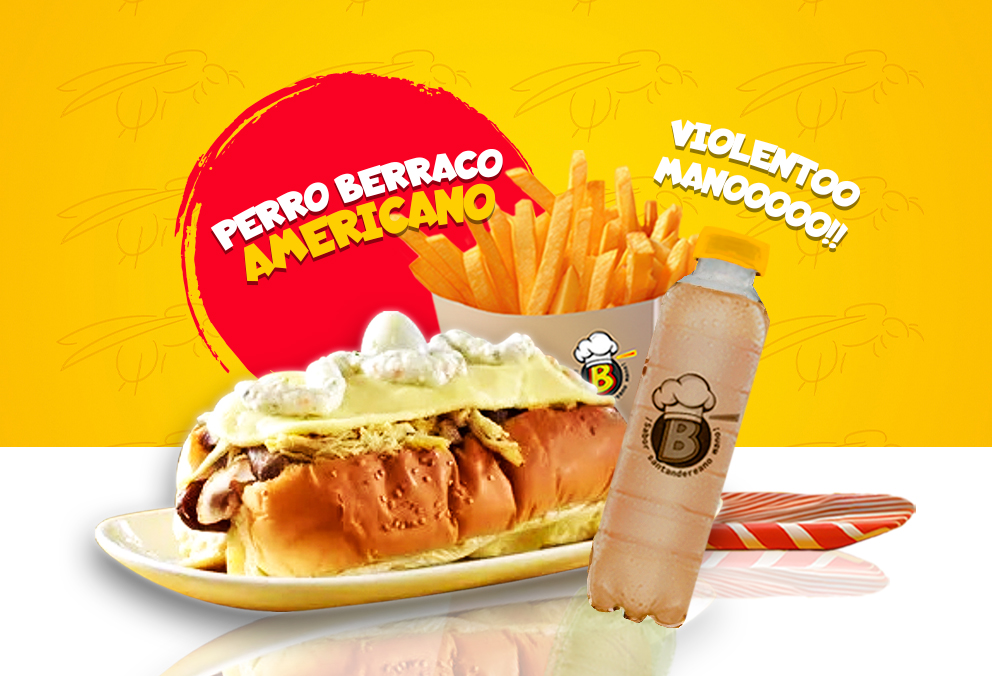 Perro Berraco Americano + Gaseosa + Papas