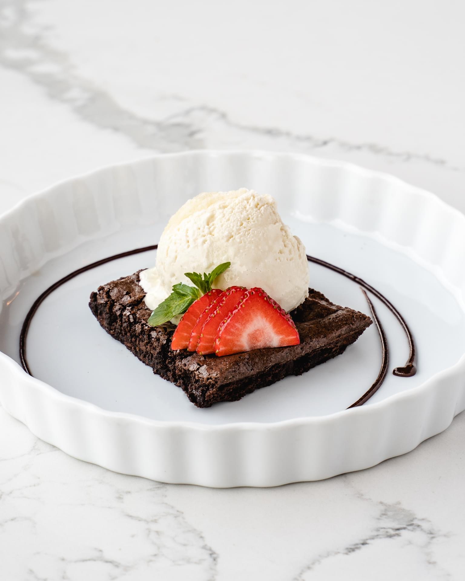 Brownie con nieve