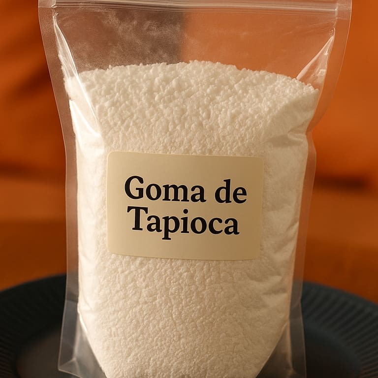 Goma de tapioca peneirada pronta para o consumo.