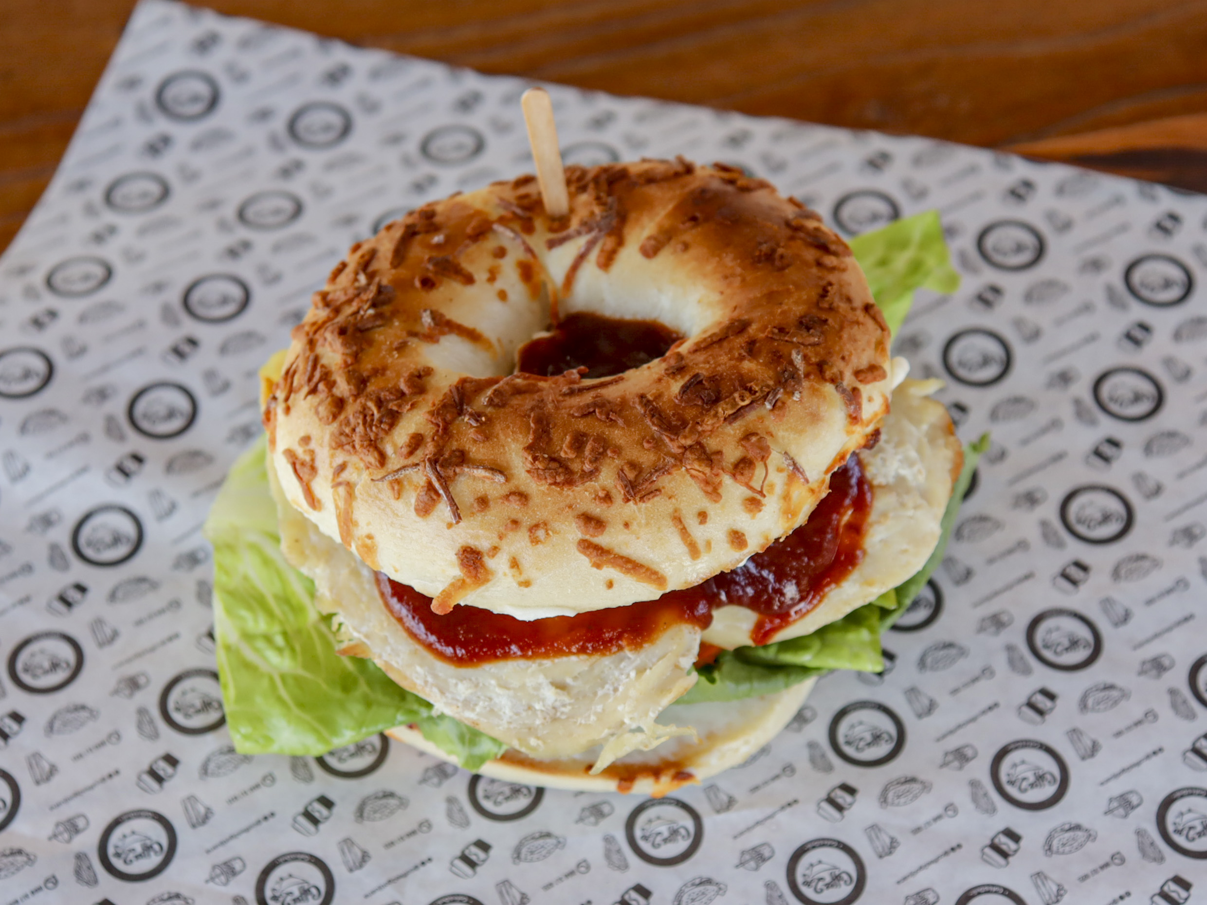 BBQ chicken bagel