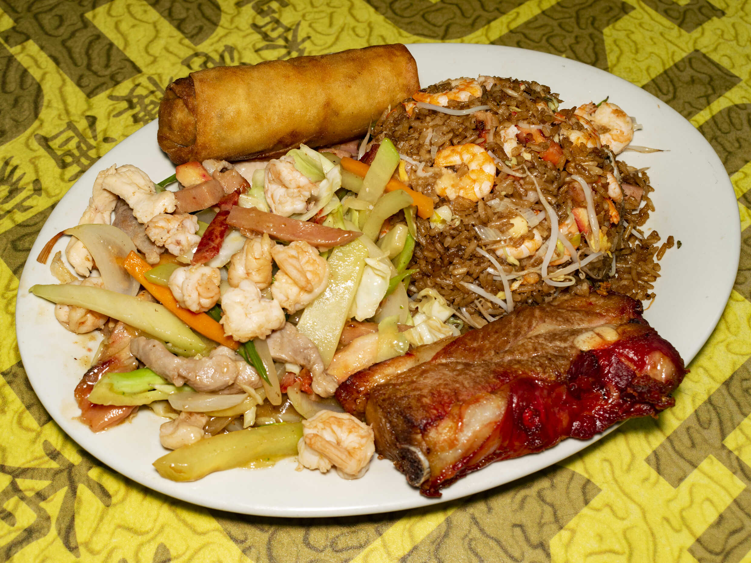 Bandeja China, Chop Suey, Agridulce, con Camarones
