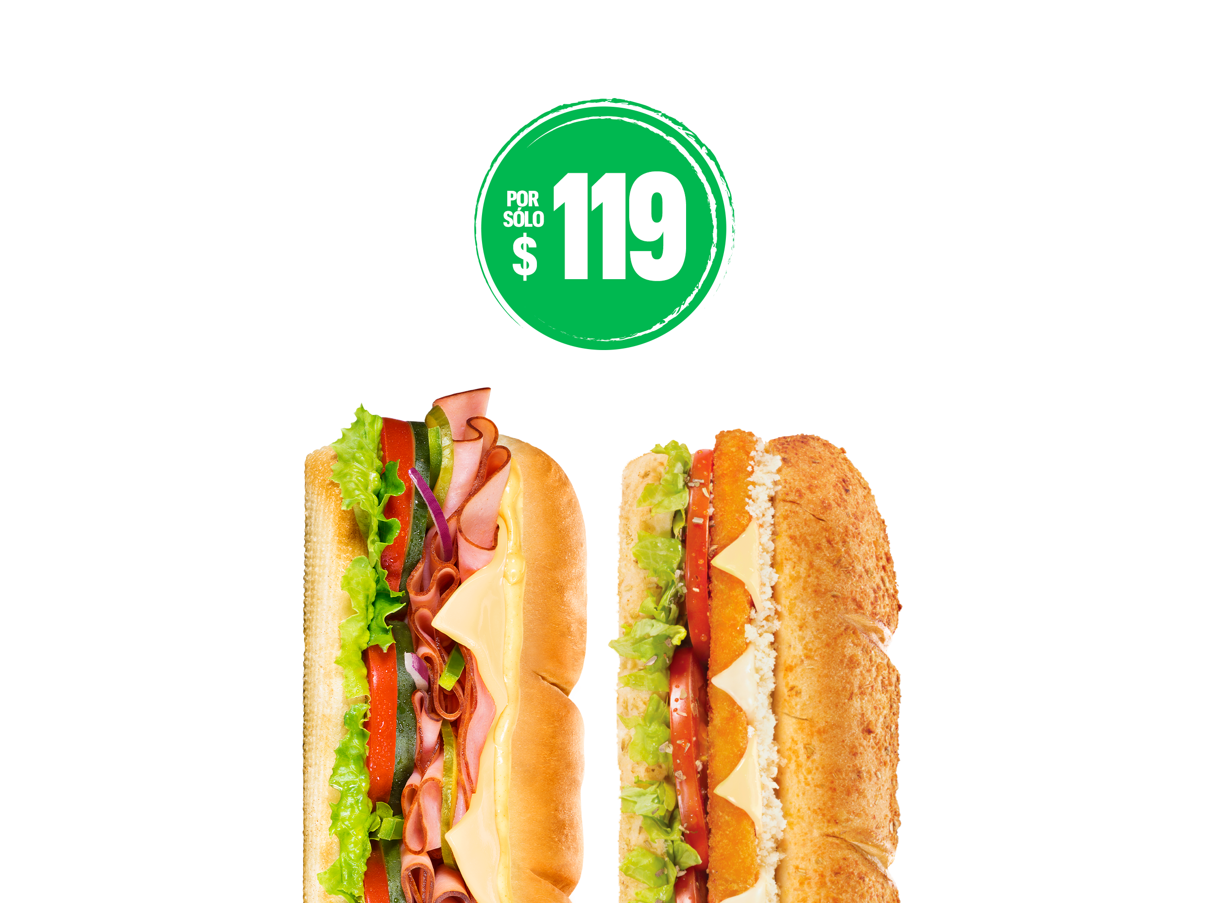 Elige por $119: 2 Subs 15cm