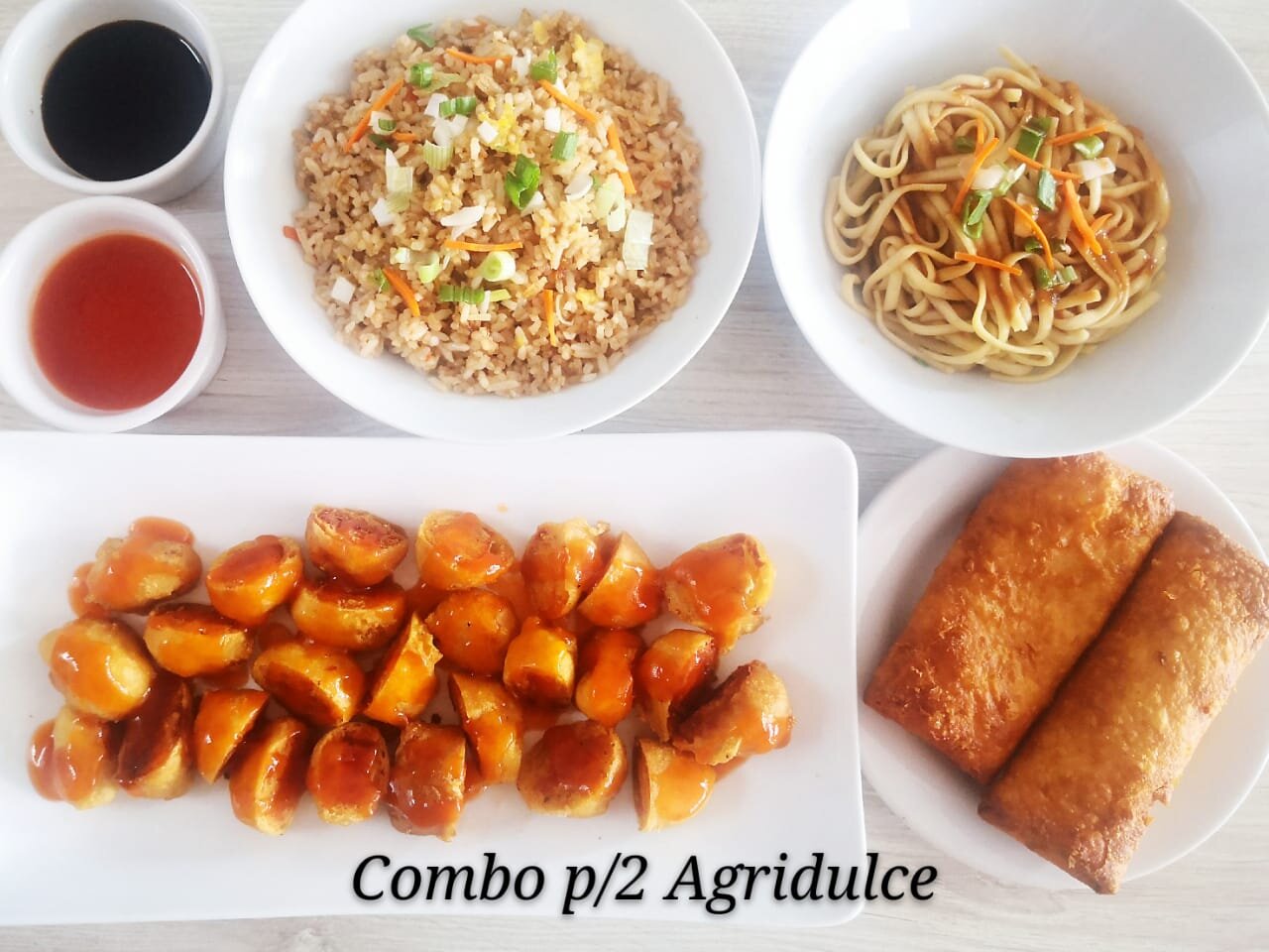 #1 combo P2  Pollo Agridulce y 2 Platillos
