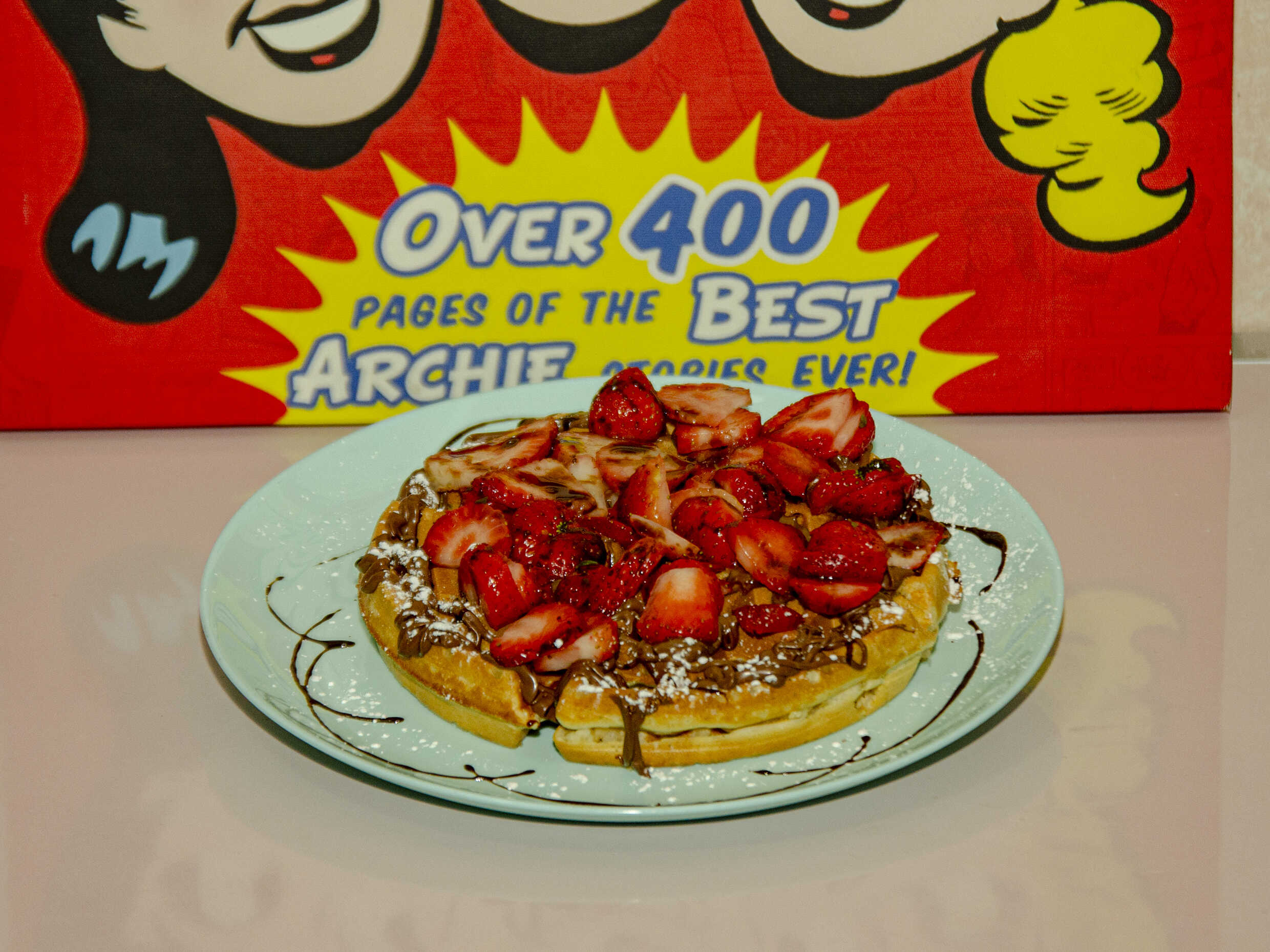 Waffle de fresas con nutella