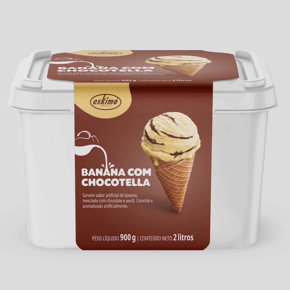 Sorvete sabor artificialmente de nata, mesclado com chocolate meio amargo.