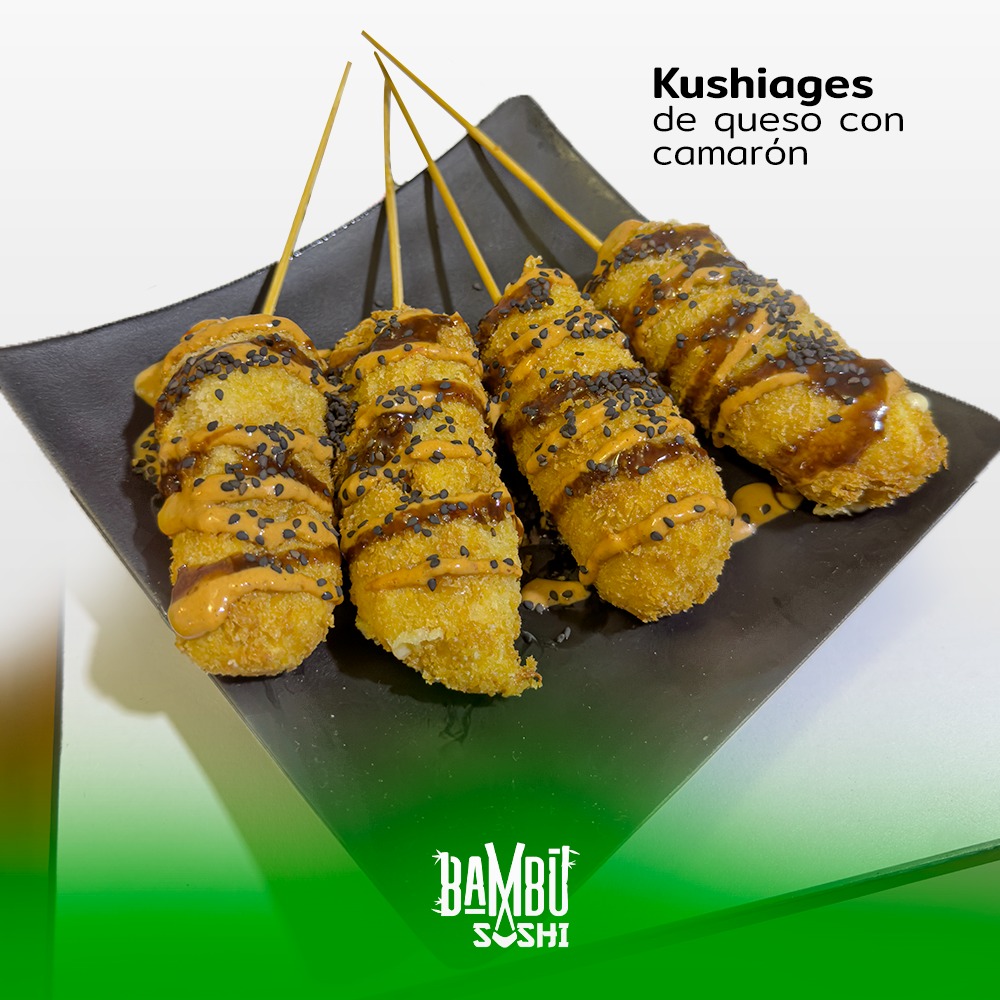Kushiage de Queso Manchego con Camarones 4 pzas