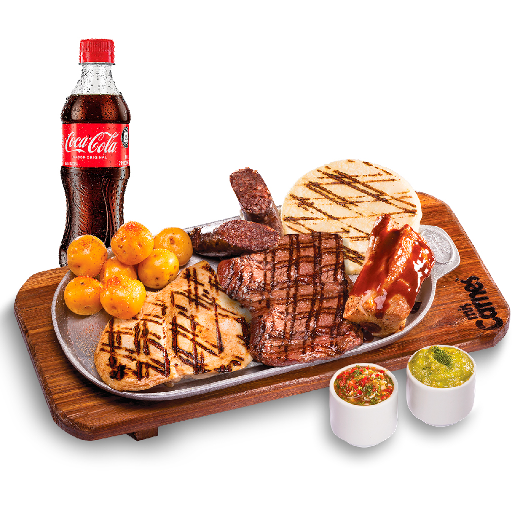 Parrillada con Coca cola