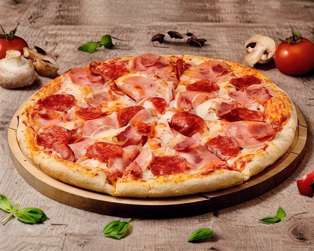 Pizza Lanis de Jamón, Pepperoni Orilla Rellena