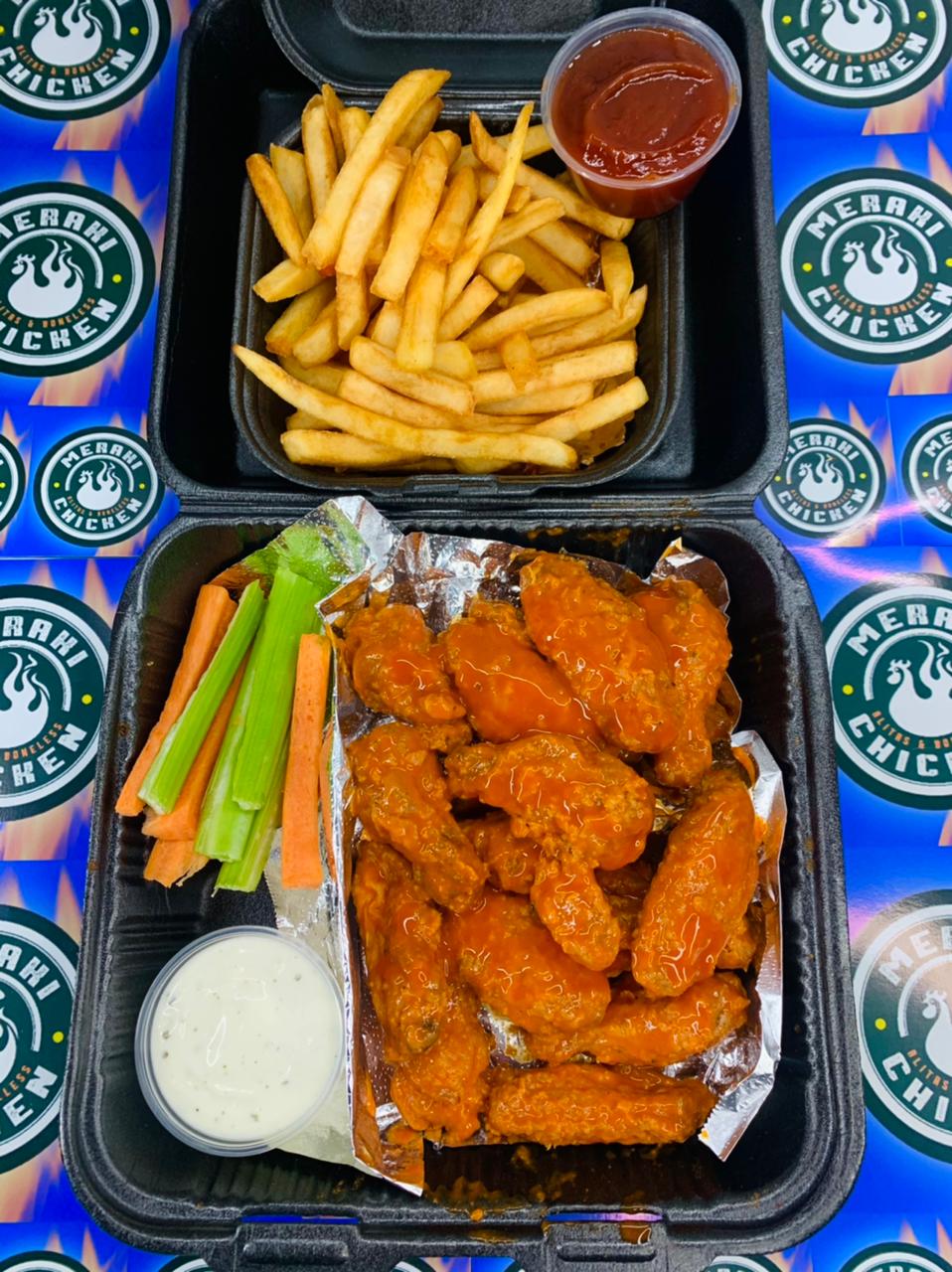 1/2 Orden de Alitas con Papas