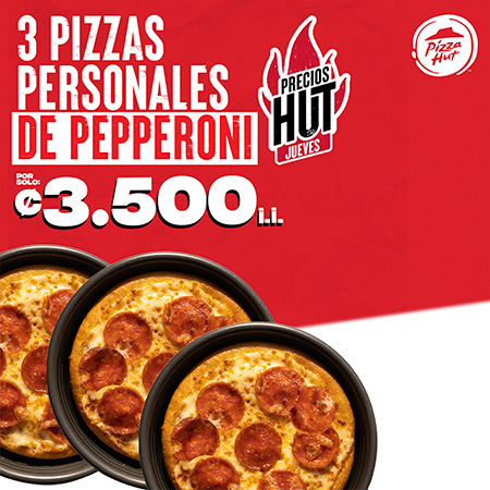 3 Pizzas Personales de Pepperoni