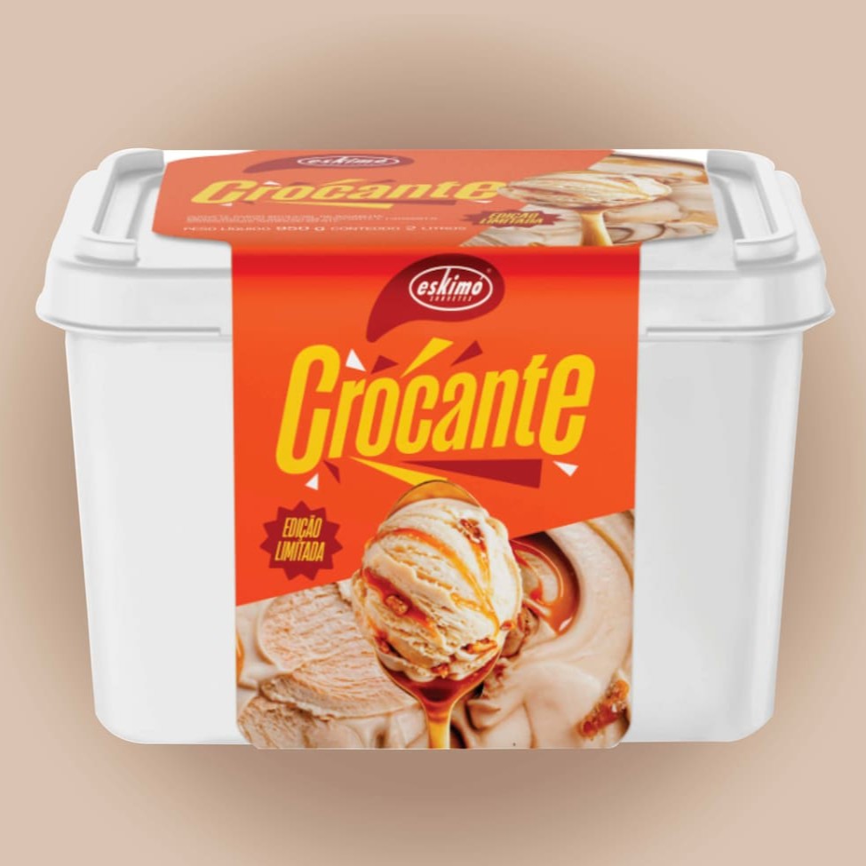 Sorvete sabor Baunilha, mesclado com amendoim crocante e caramelo.