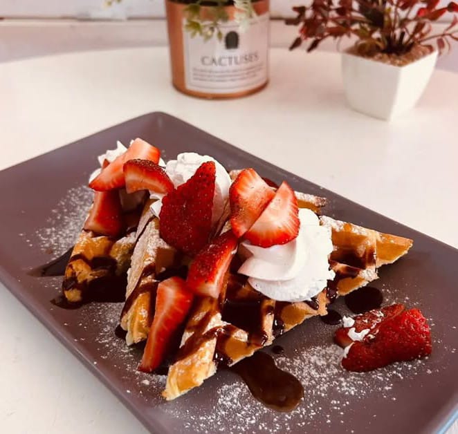 Waffles con Fresas
