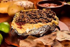 Papas Asadas al Carbón con arrachera