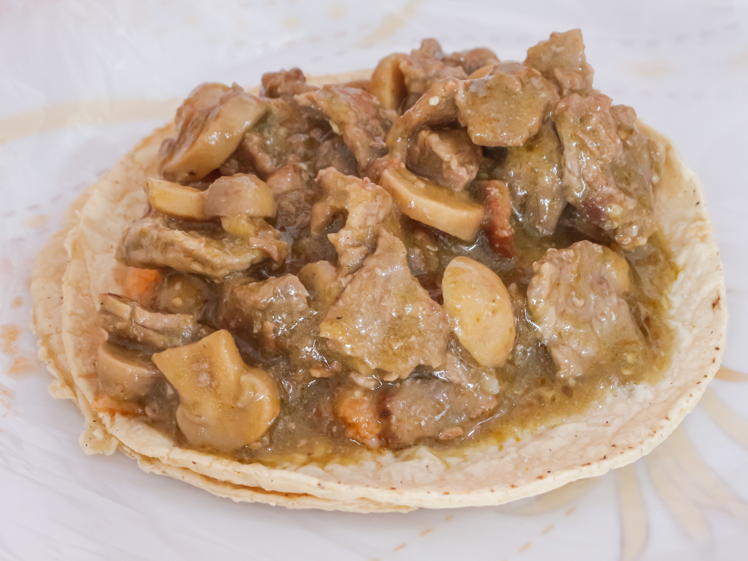 Taco de Bistec con Champiñones.