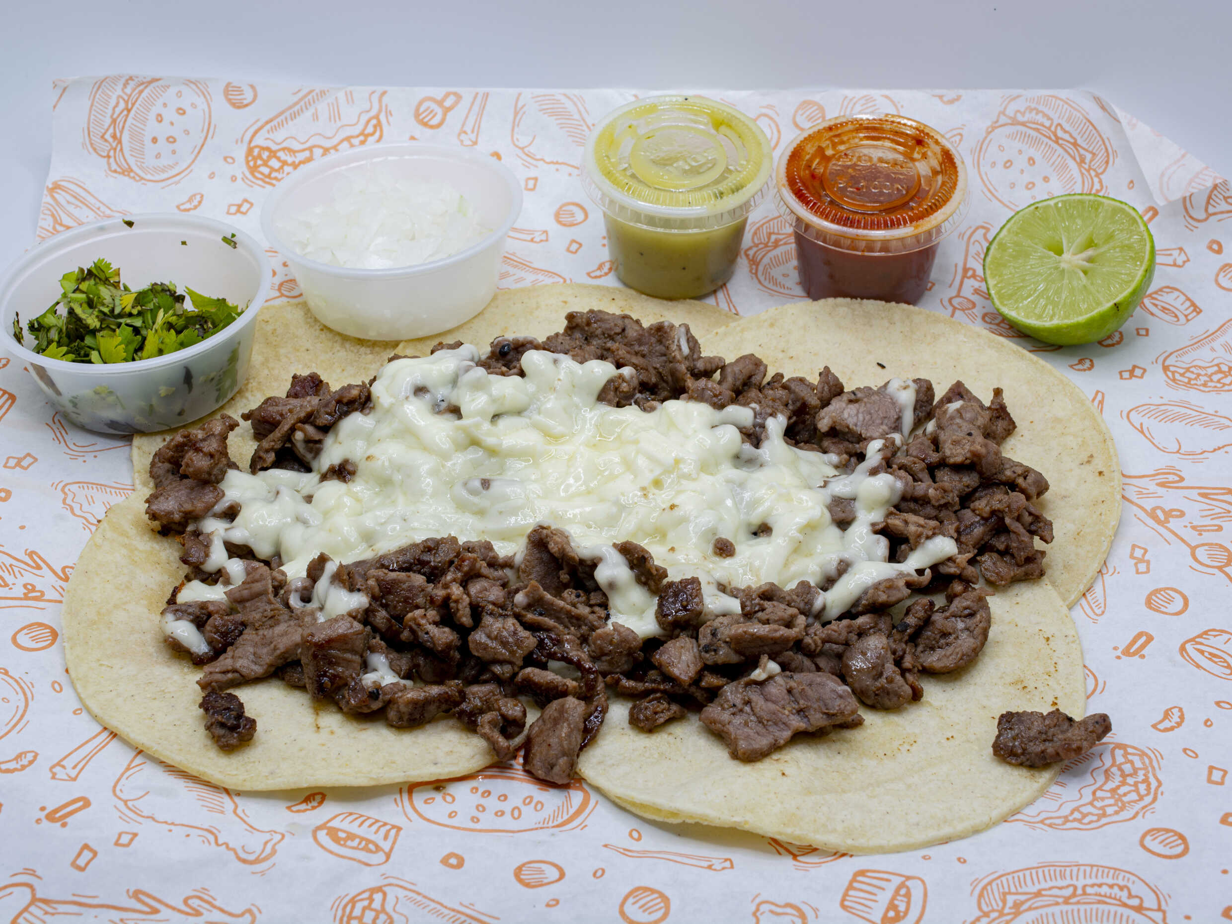 Tacos de Bistec con Queso.