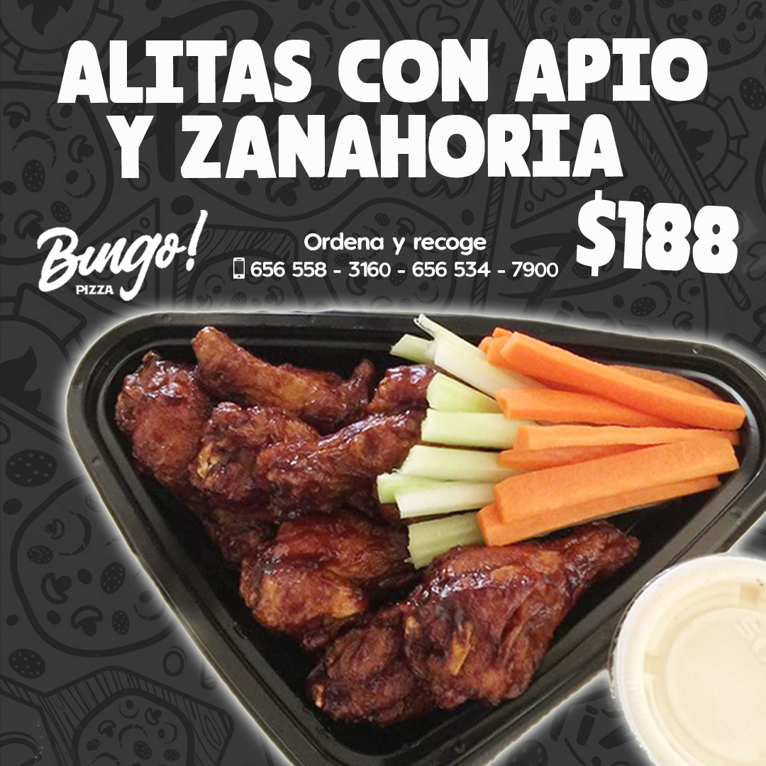 Alitas con Apio y Zanahoria