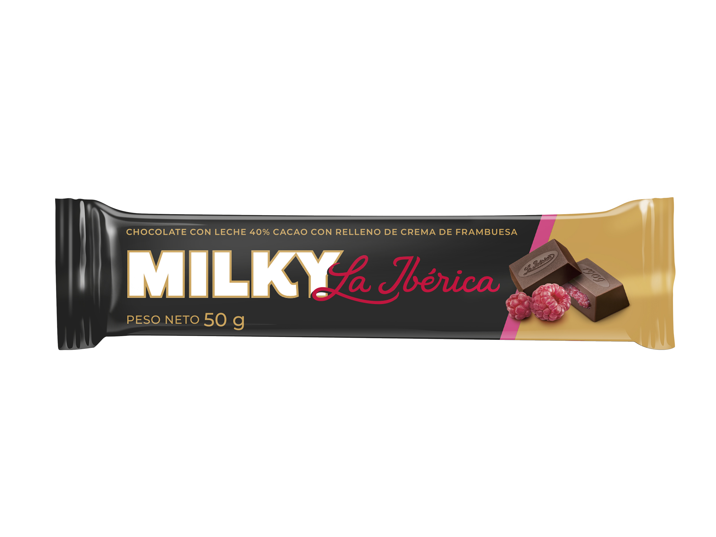 Barra Milky con Crema de Frambuesa 50 g