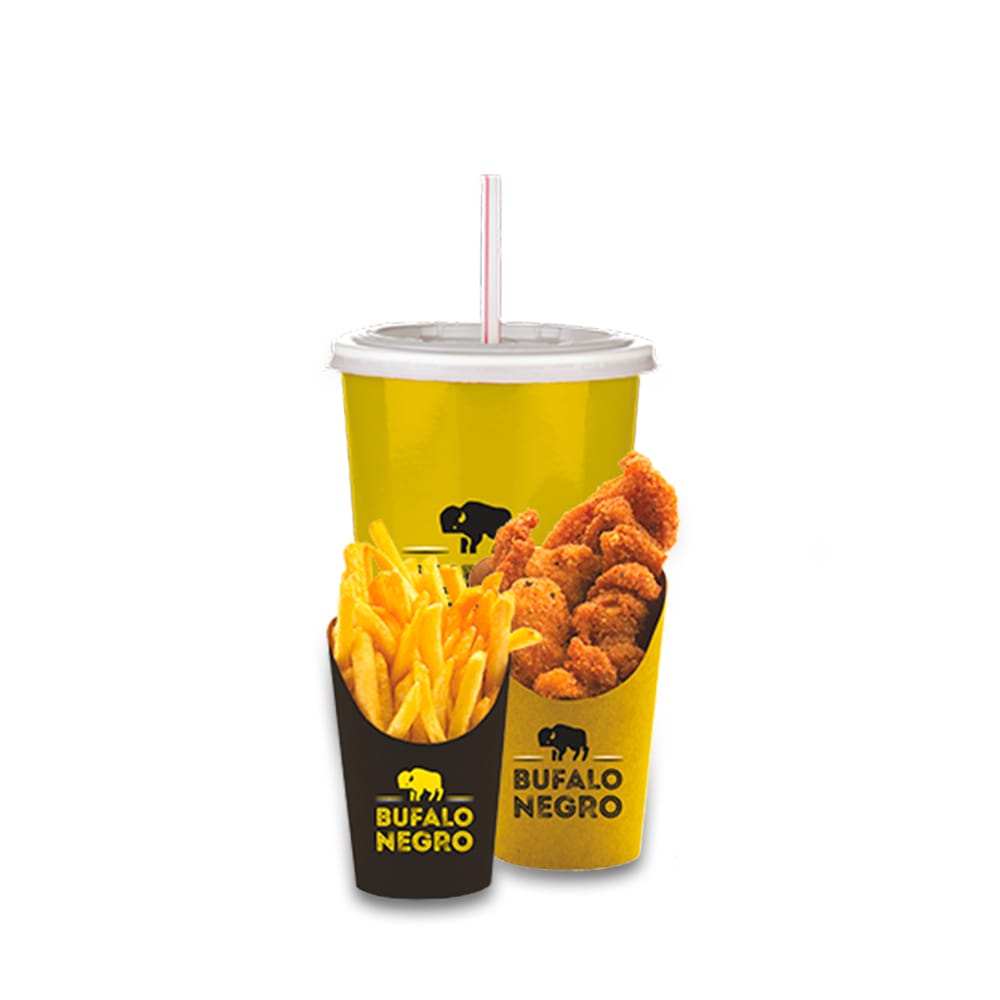 Búfalo 6: 8 Nuggets + Papas y Refresco o Agua.