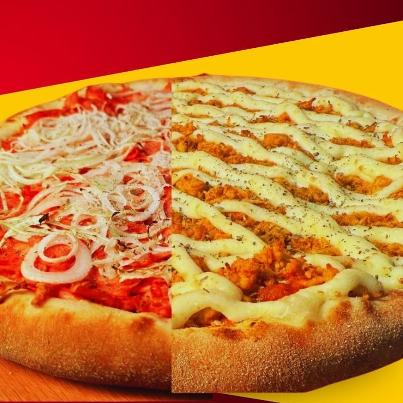 1 Pizza Familia 1/2 Calabresa 1/2 Frango Com Catupiry