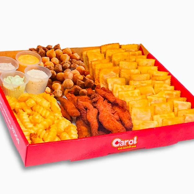 Combo Coxifamily Completo! 50 Pastéis + 30 Salgados Tradicionais + Batatitas 210gr + Filezinho de Frango 240gr + 4 Molhos Especiais! Muito sabor, variedade e economia pra sua reunião ficar completa!