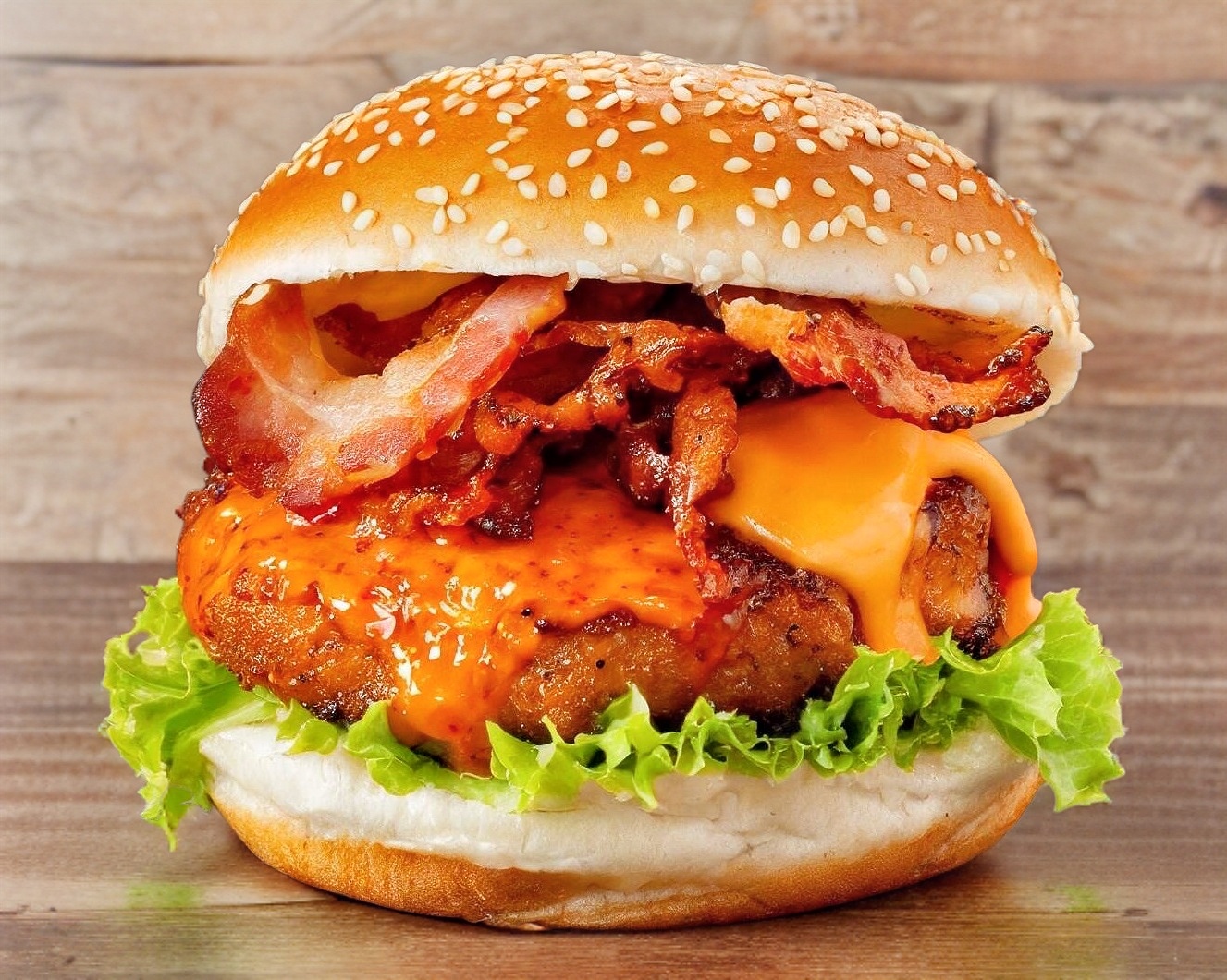 Hamburguesa Chicken Spicy  (INCLUYE PAPAS)