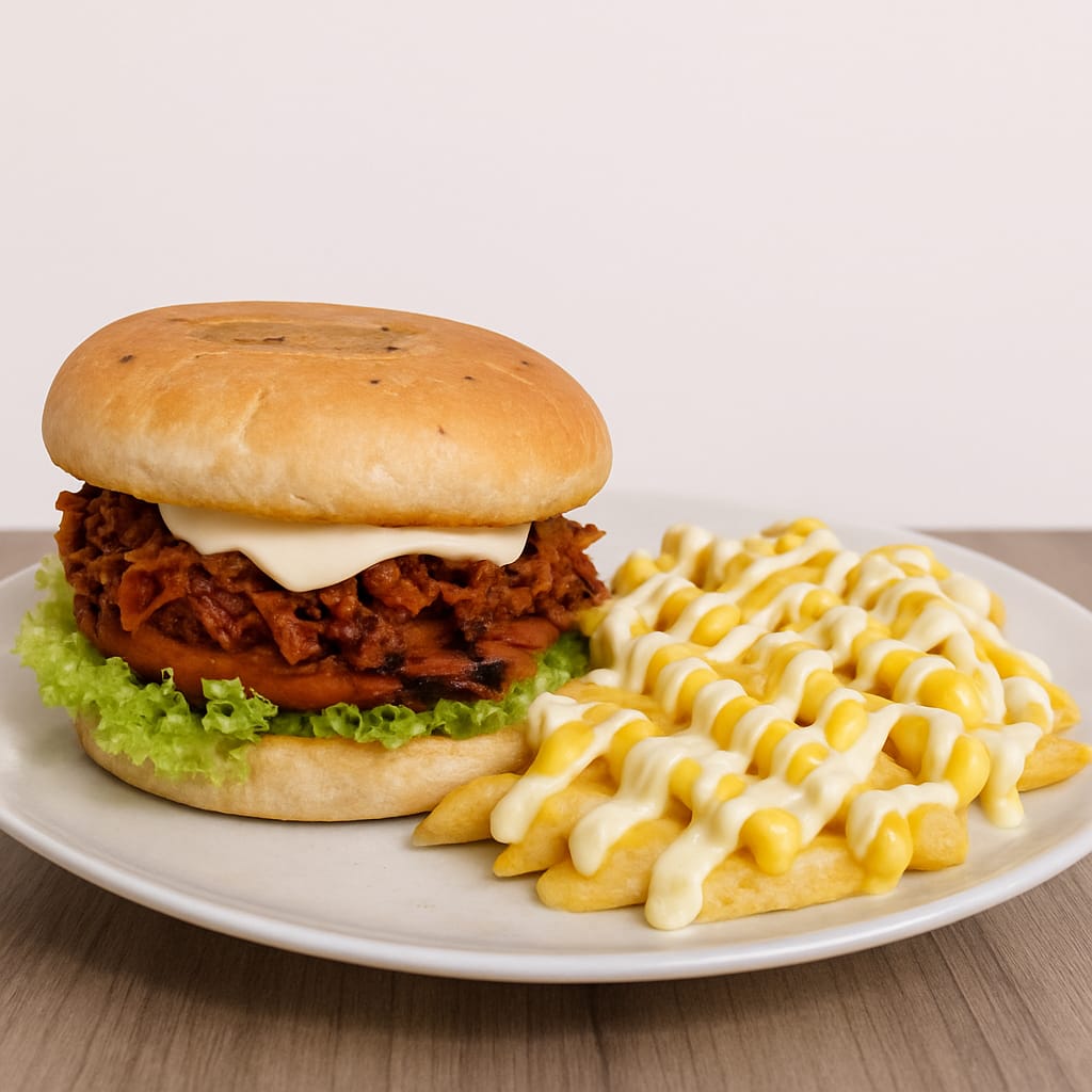 Hamburguesa con Tocineta + papas