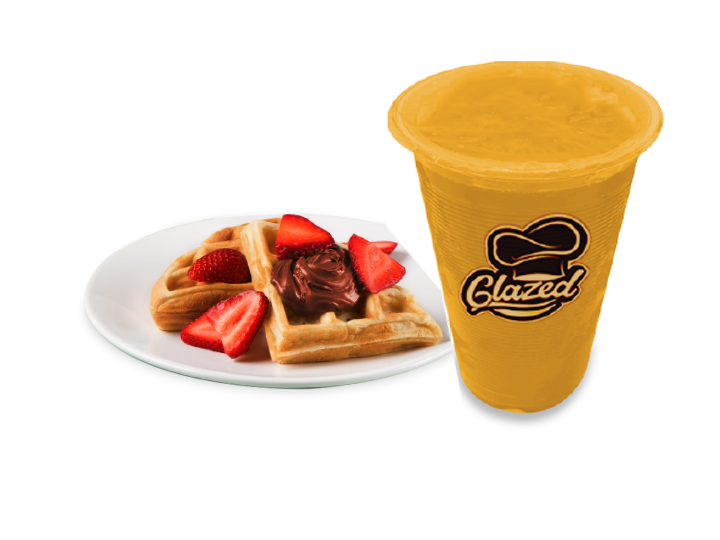 Wafles con NUTELLA y Fruta más 1 Jugo