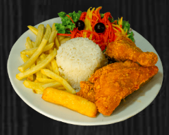 Bandeja con Pollo Broaster