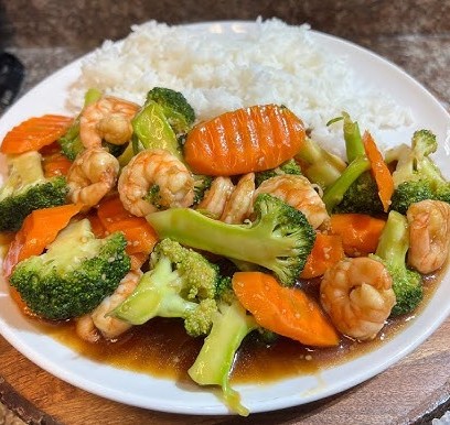 Camarones con Brócoli