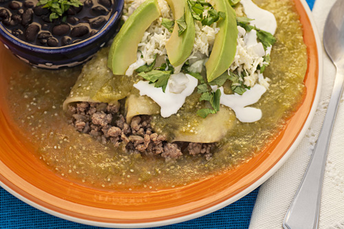 Entomatadas verdes de carne molida