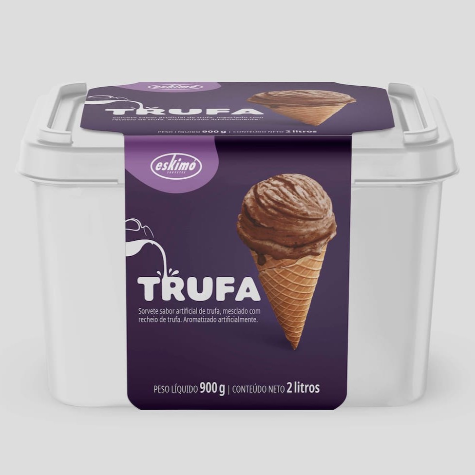 Sorvete Sabor de chocolate, mesclado com trufa.