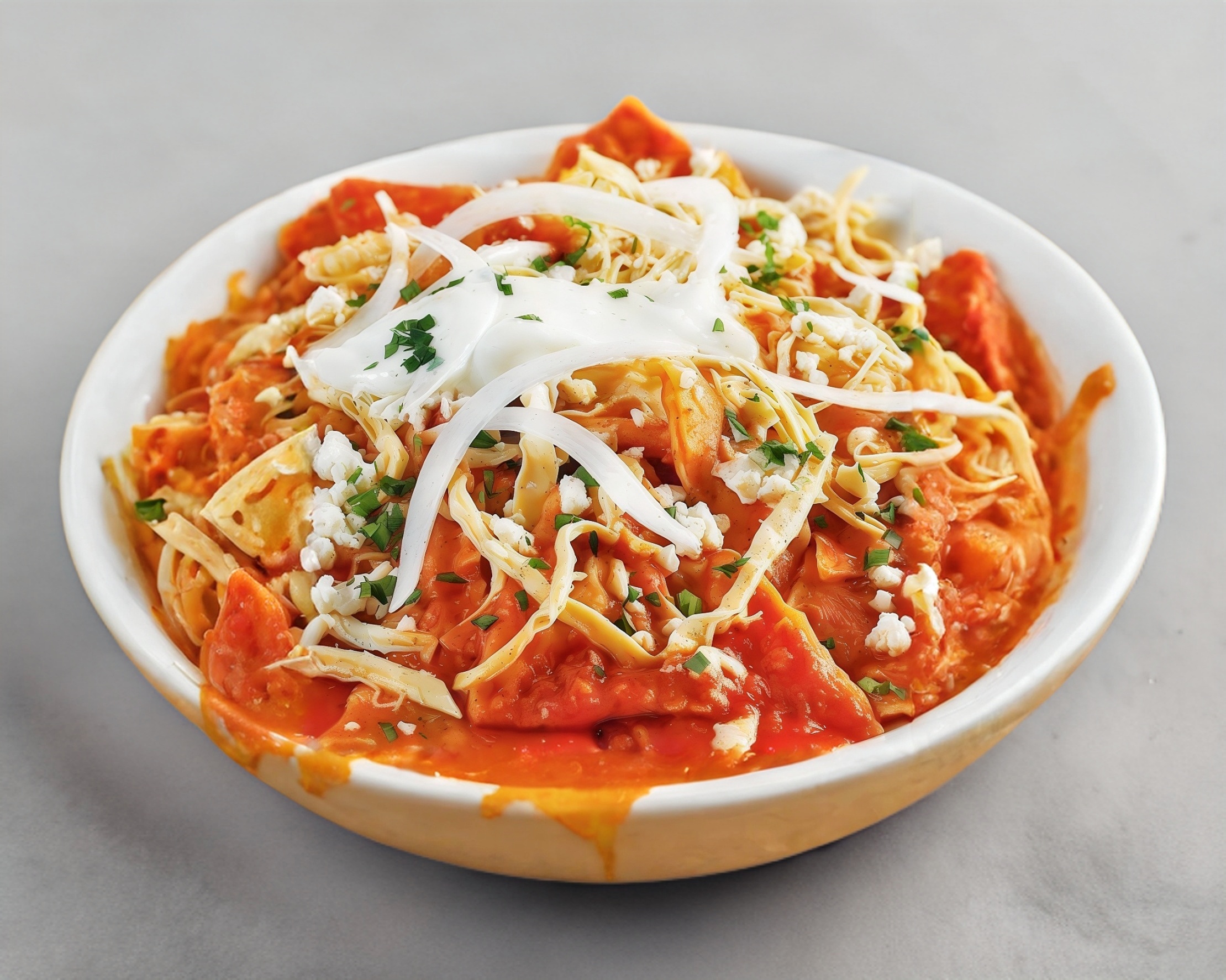 Chilaquiles Rojos Pollo Marinado/Huevo Estrellado