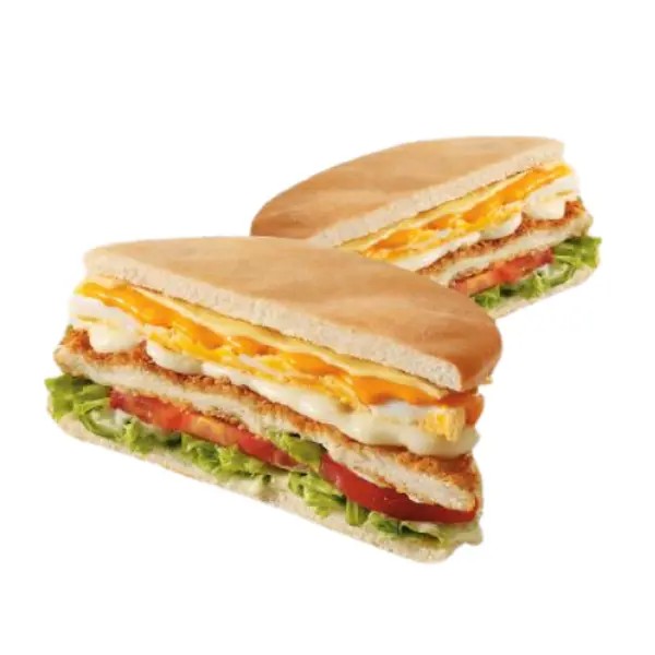 Pão tipo sírio, alface, maionese, tomate, bacon, calabresa, cebola, ovo frito, queijo cheddar, queijo catupiry.